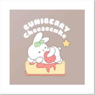 Cute bunny on Buniberry Cheesecake Posters and Art